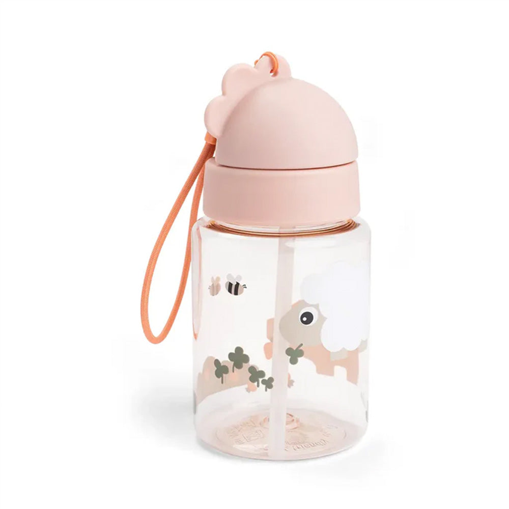 Botella con bombilla Tiny Farm rosa 280ml