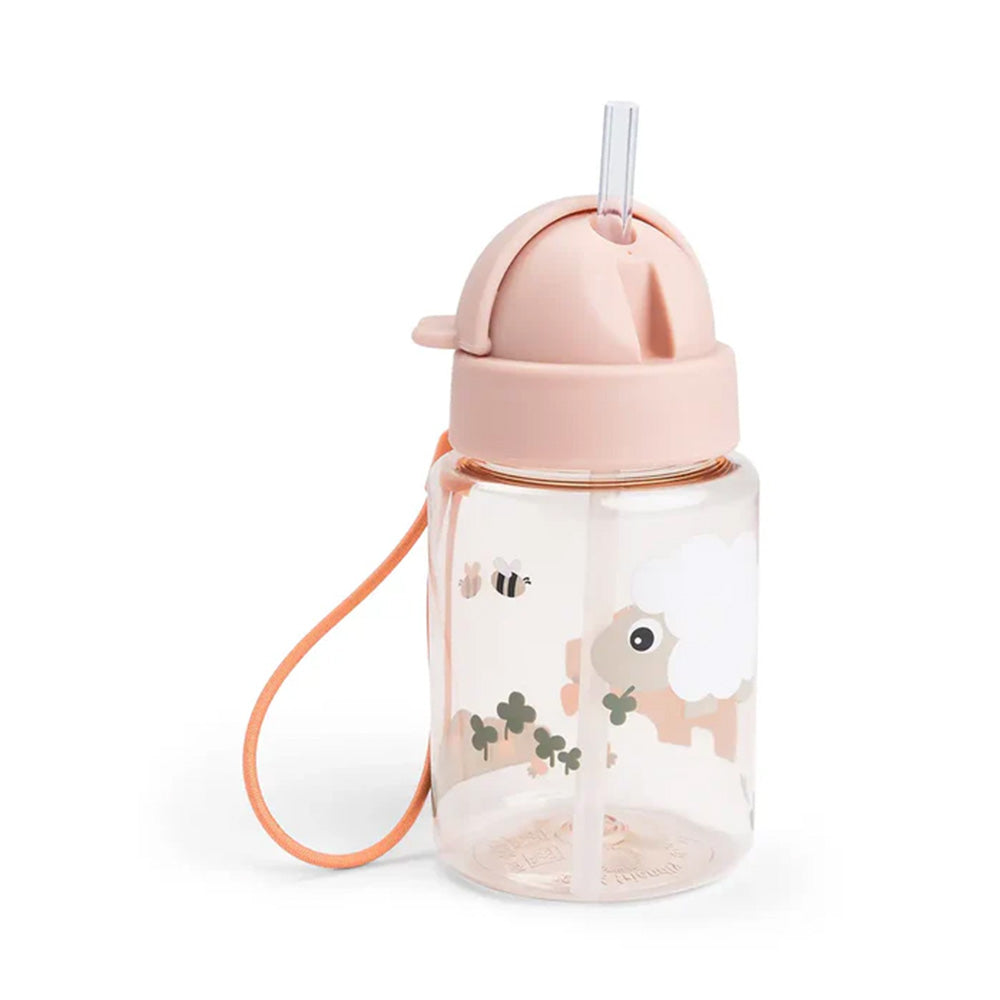 Botella con bombilla Tiny Farm rosa 280ml