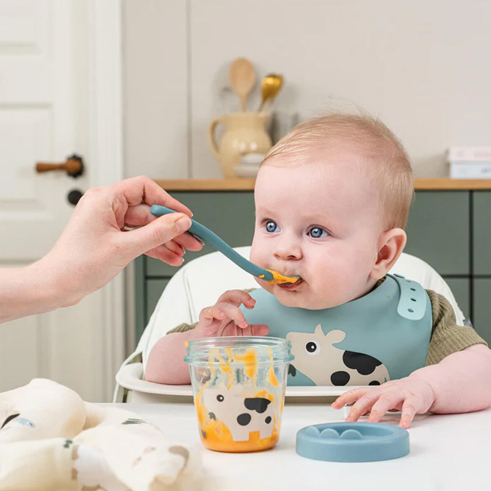 Set de 2 Contenedores para comida de bebé Tiny Farm azul