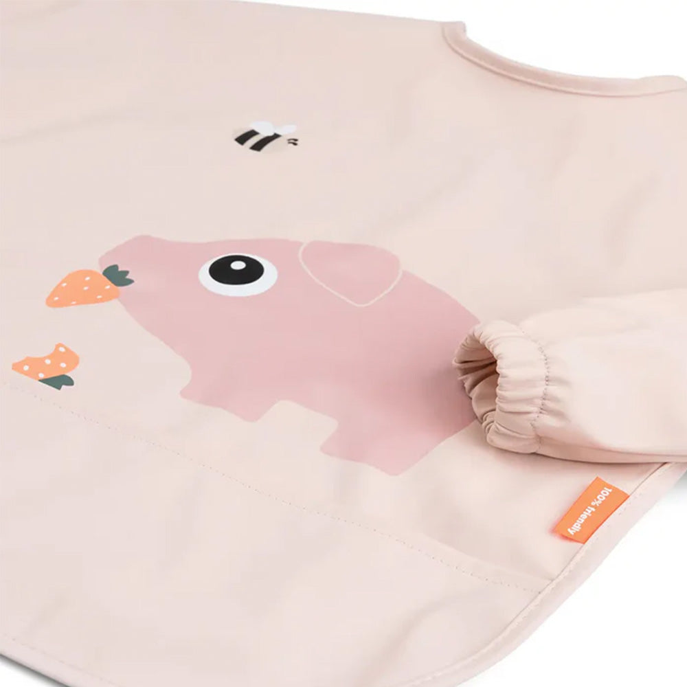 Babero grande con mangas y bolsillo Tiny Farm rosa 6-18 meses