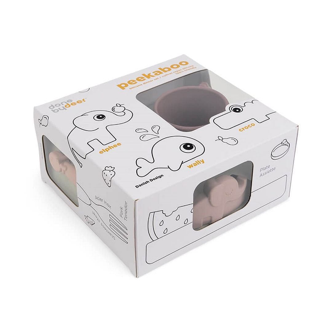 Set de comida Peekaboo Deer Friends rosa viejo