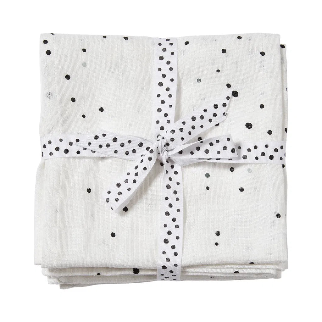 Set 2 muselinas Dreamy Dots negro con blanco