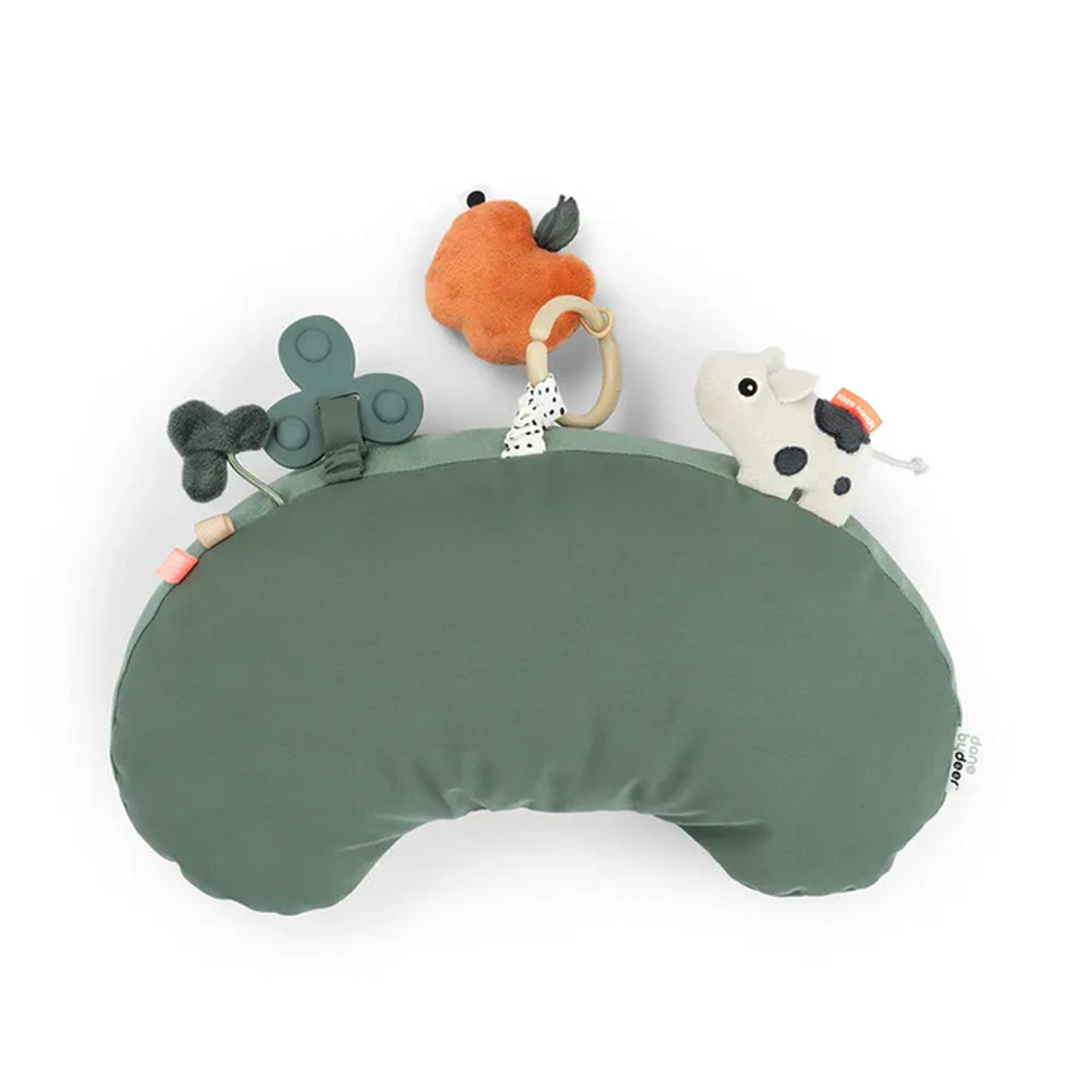 Almohada de actividades para el tiempo de juego boca abajo Tiny Farm verde