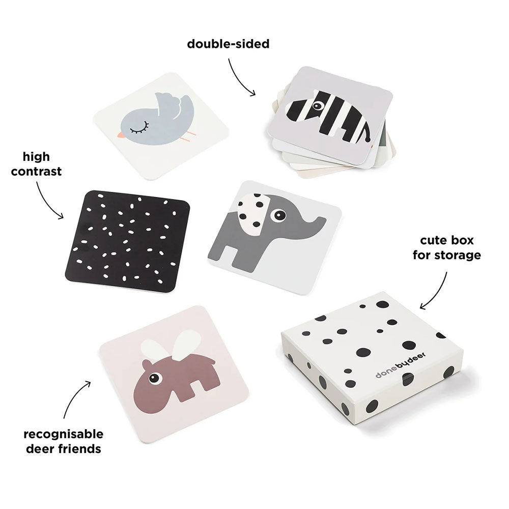 Set de 10 tarjetas de contraste para bebés Deer Friends varios colores