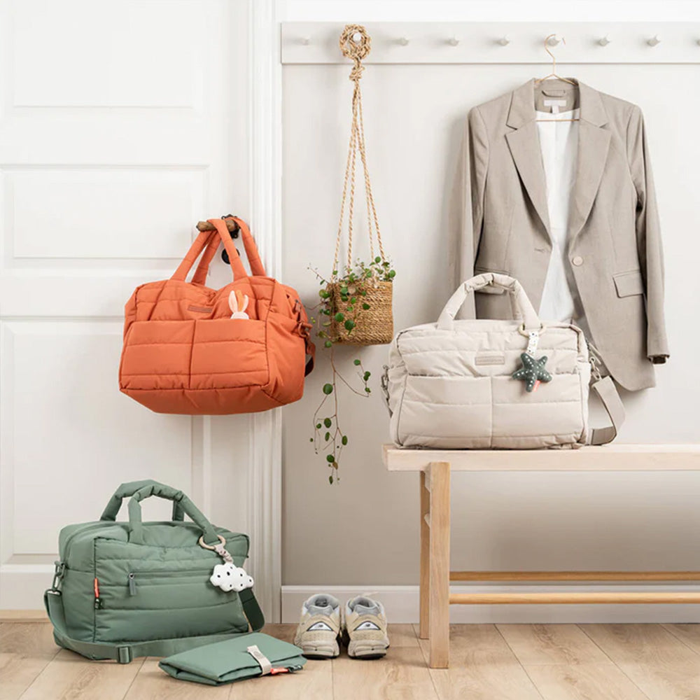 Bolso Maternal acolchado con mudador portatil arena