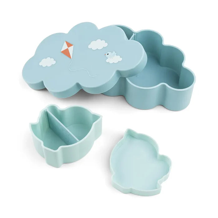 Set de caja para almuerzo y snack con botella con bombilla Playground azul