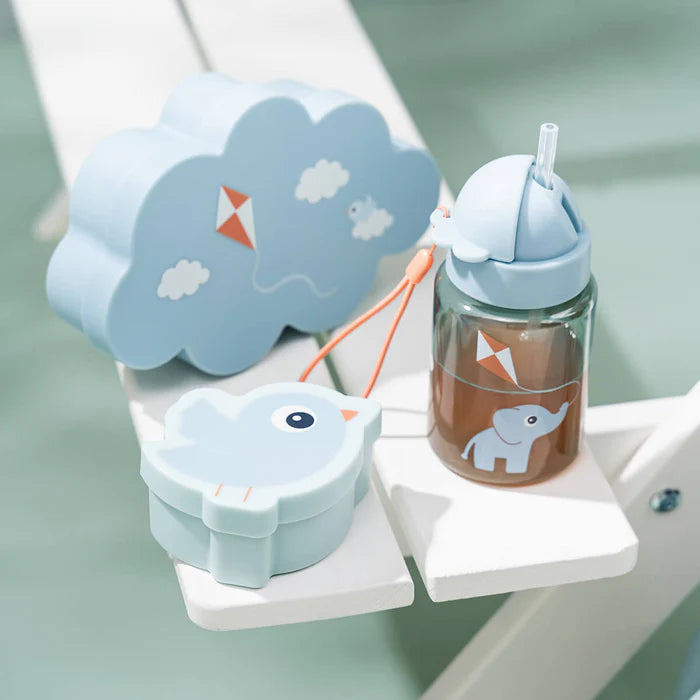 Set de caja para almuerzo y snack con botella con bombilla Playground azul