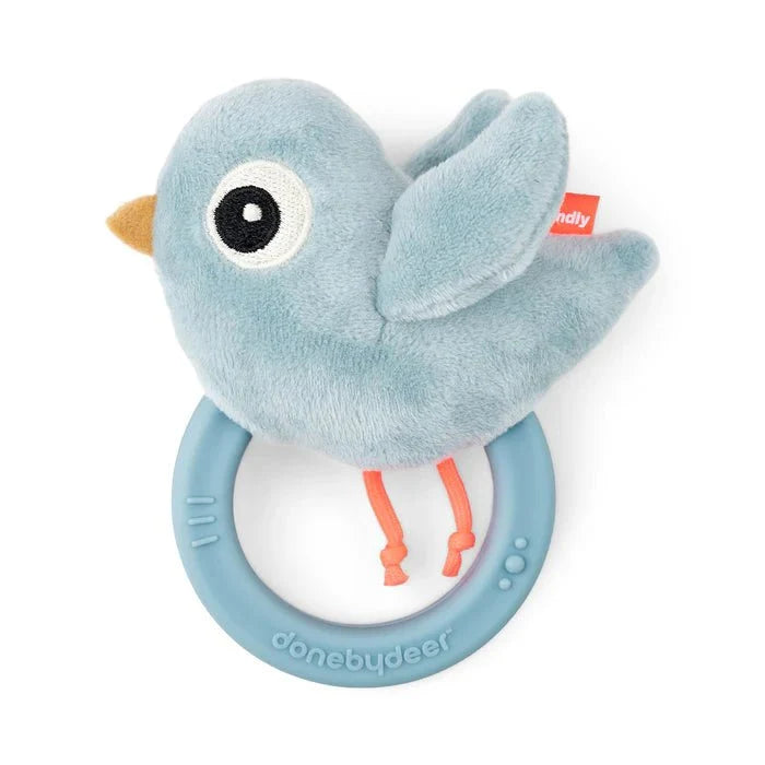 Sonajero sensorial con mordedor Birdee azul