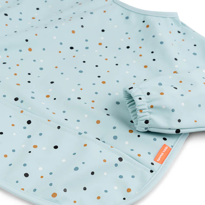 Babero grande con mangas y bolsillo Happy Dots azul 6-18 meses