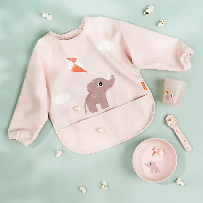 Babero grande con mangas y bolsillo Playground rosa 6-18 meses
