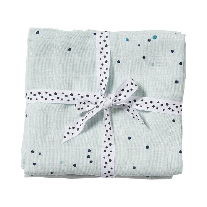 Set 2 muselinas pequeñas Dreamy Dots azul
