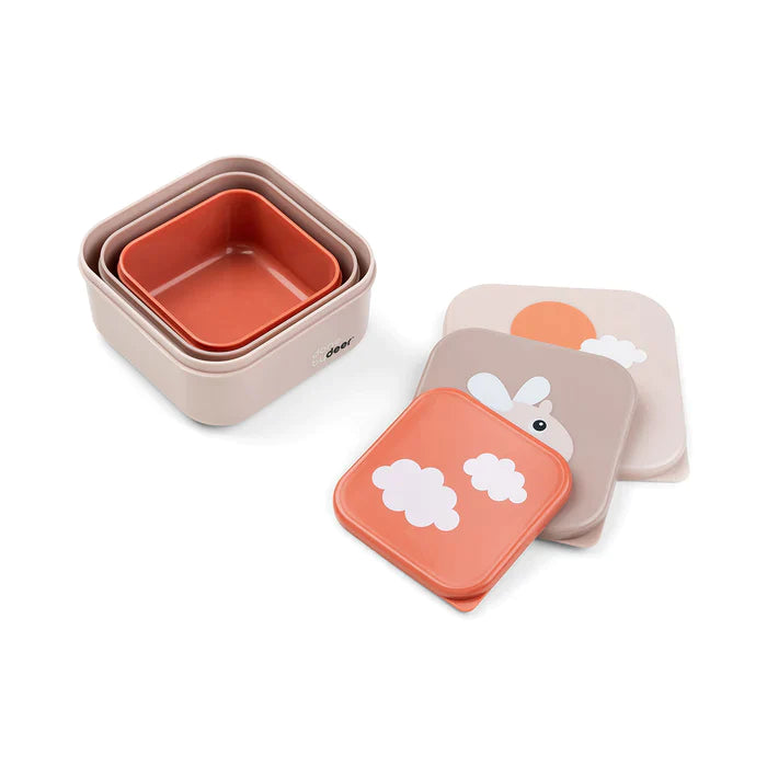 Set de 3 cajas para snack Happy Clouds rosa