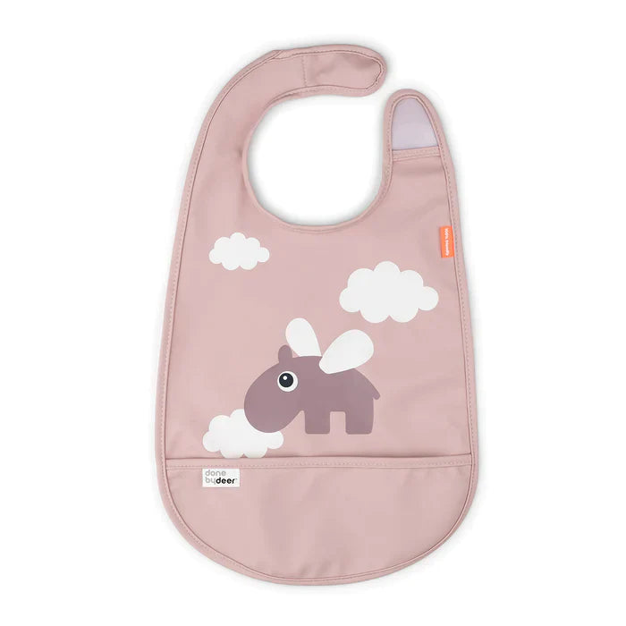 Babero con velcro Happy Clouds rosa