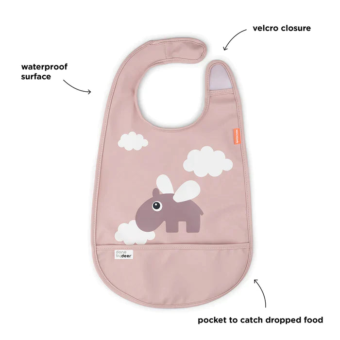 Babero con velcro Happy Clouds rosa