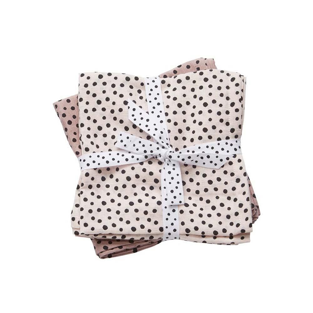 Set 2 muselinas pequeñas Happy Dots rosa
