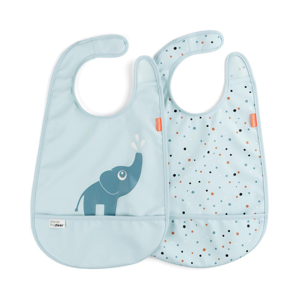 Set de 2 Baberos con velcro Elphee azul