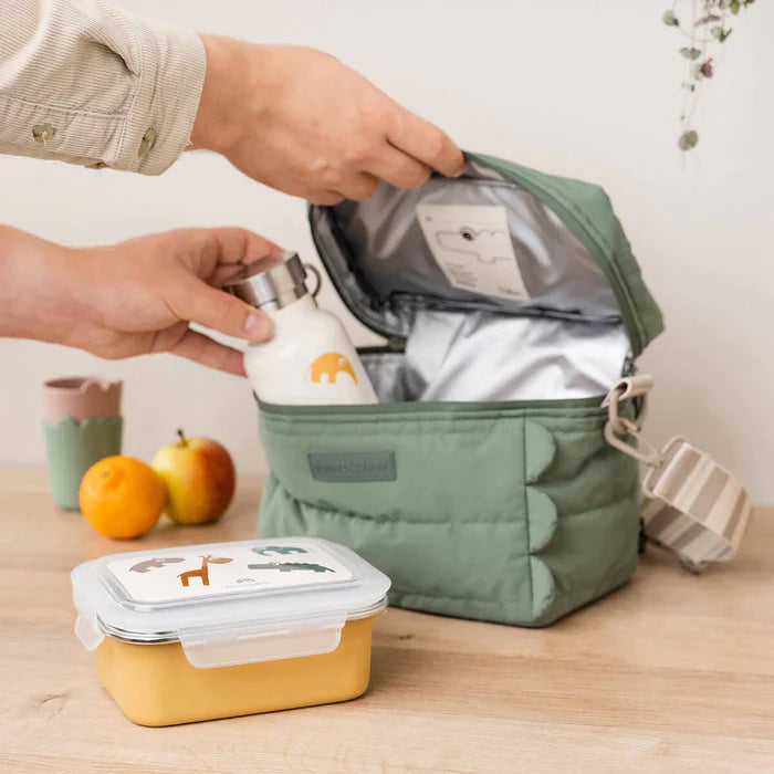 Caja de metal para almuerzo Deer Friends mostaza