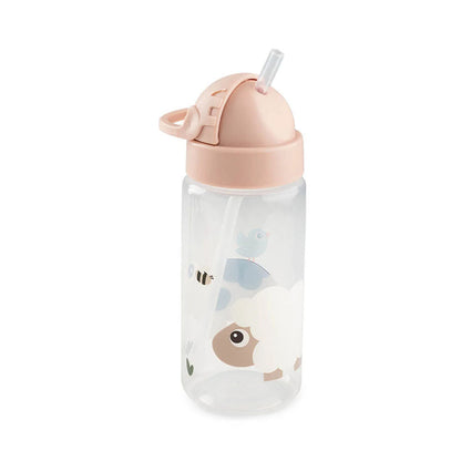 Botella con bombilla Tiny Farm rosa 350ml