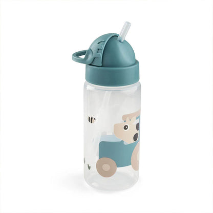 Botella con bombilla Tiny Farm azul 350ml