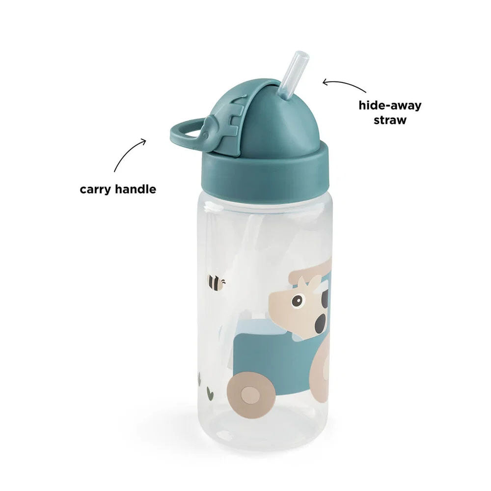 Botella con bombilla Tiny Farm azul 350ml