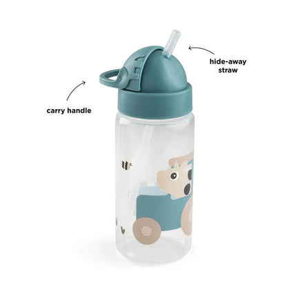 Botella con bombilla Tiny Farm azul 350ml