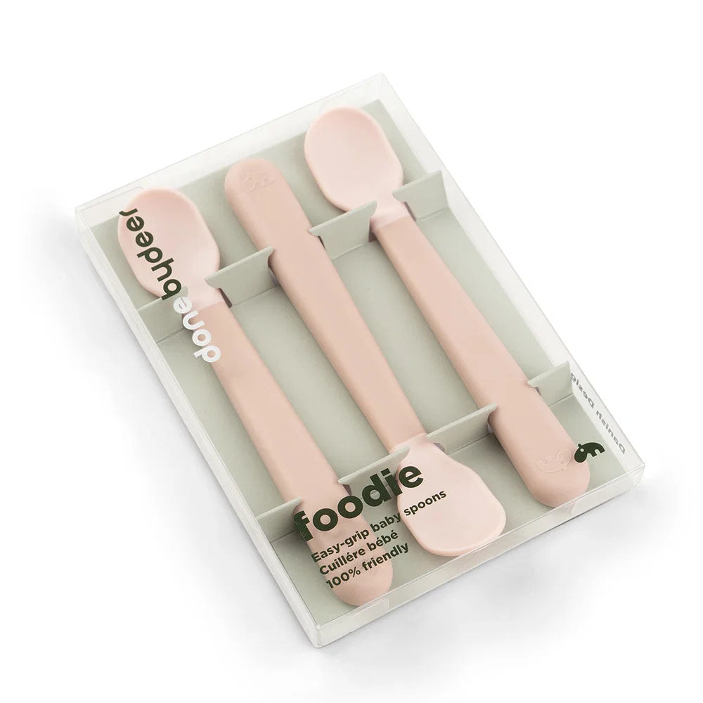 Set Foodie de 3 cucharas de fácil agarre para bebés rosa