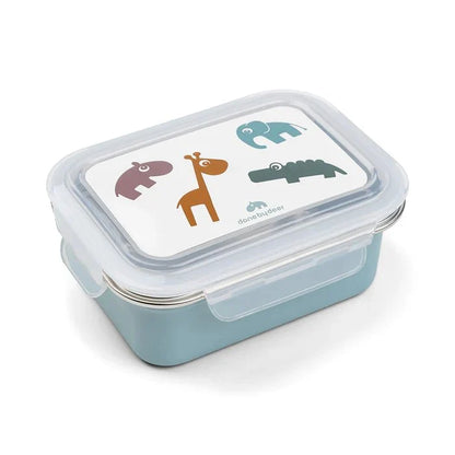 Caja de metal para almuerzo Deer Friends azul