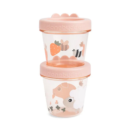Set de 2 Contenedores para comida de bebé Tiny Farm rosa