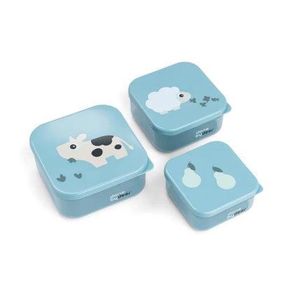 Set de 3 cajas para snack Tiny Farm azul