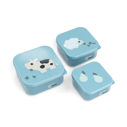 Set de 3 cajas para snack Tiny Farm azul