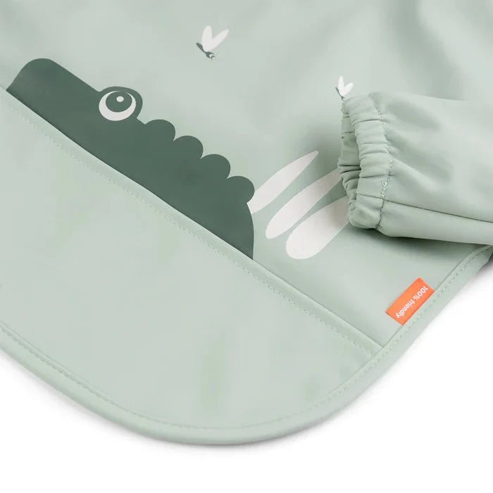 Babero grande con mangas y bolsillo Croco verde 6-18 meses