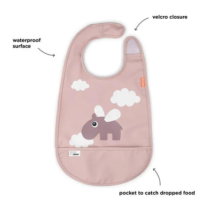 Babero con velcro Happy Clouds rosa
