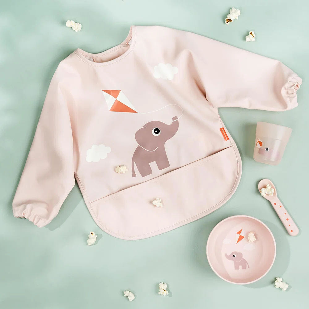 Babero grande con mangas y bolsillo Playground rosa 6-18 meses