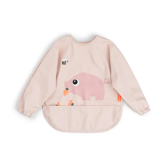 Babero grande con mangas y bolsillo Tiny Farm rosa 6-18 meses