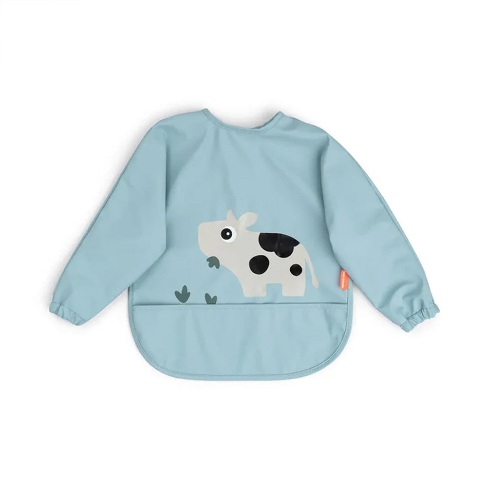 Babero grande con mangas y bolsillo Tiny Farm azul 6-18 meses