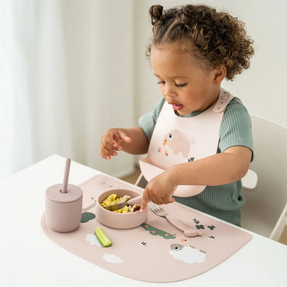 Set de 2 Baberos de silicona Tiny Farm rosa