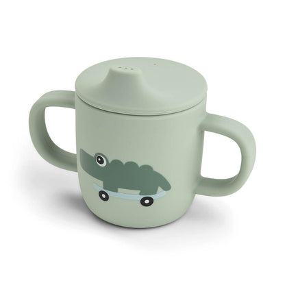 Vaso con boquilla de silicona 2 asas Playground verde