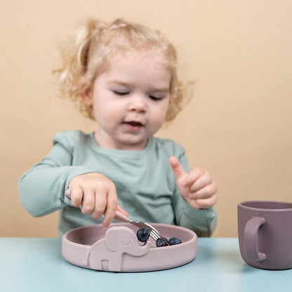 Set de comida Peekaboo Deer Friends rosa viejo