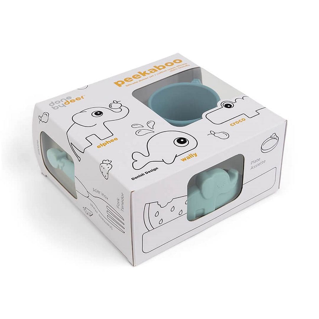 Set de comida Peekaboo Deer Friends azul
