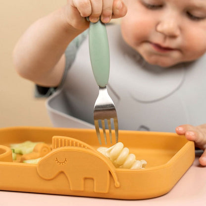 Plato con compartimientos Peekaboo Deer Friends mostaza