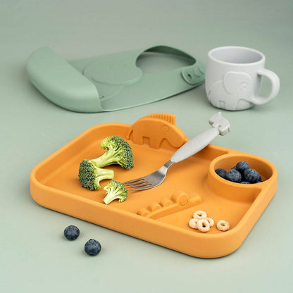 Plato con compartimientos Peekaboo Deer Friends mostaza