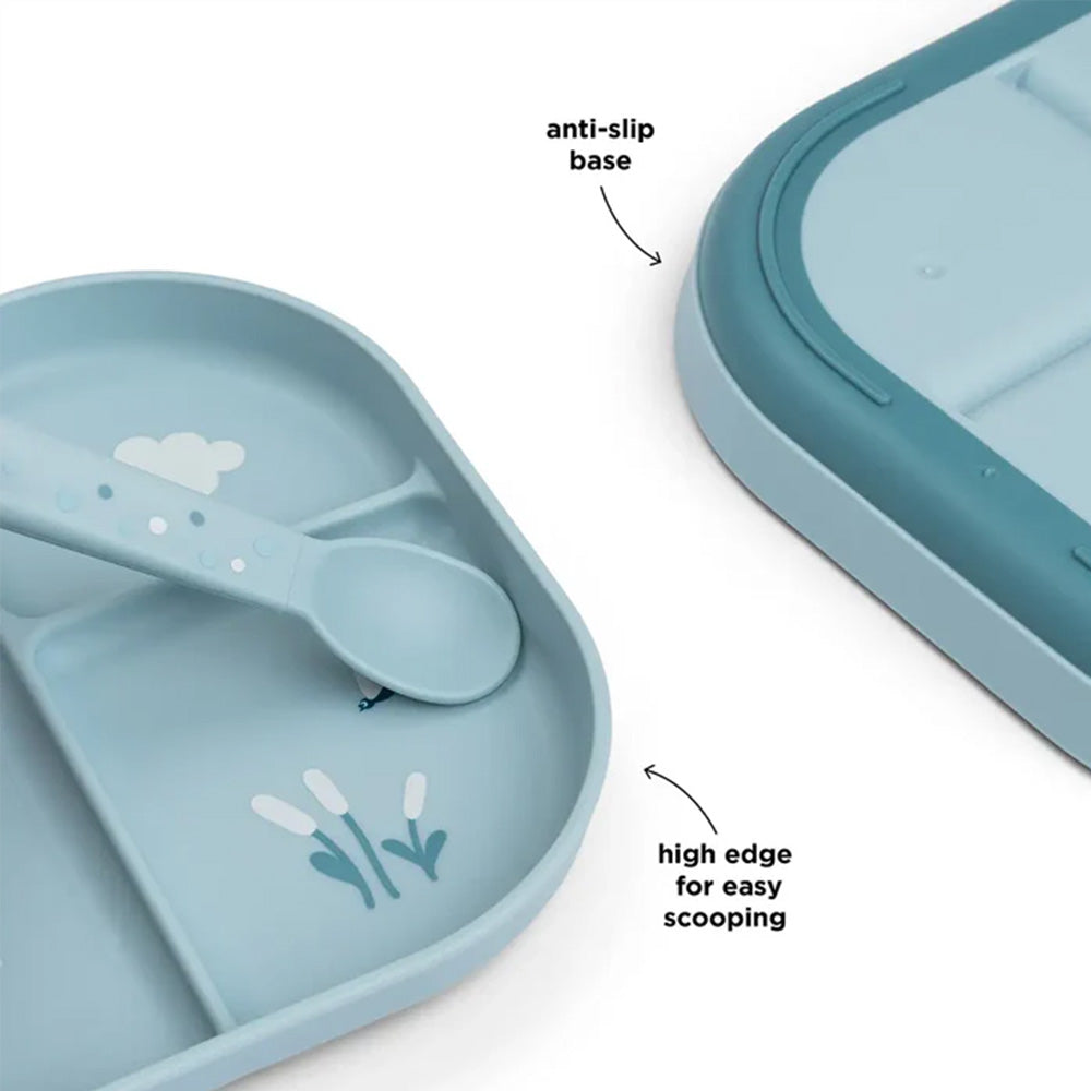 Plato Foodie con compartimentos Elphee azul