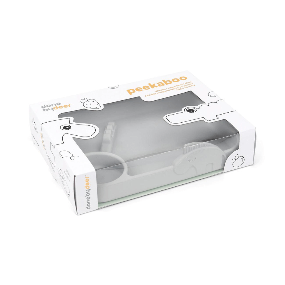 Plato con compartimientos Peekaboo Deer Friends gris
