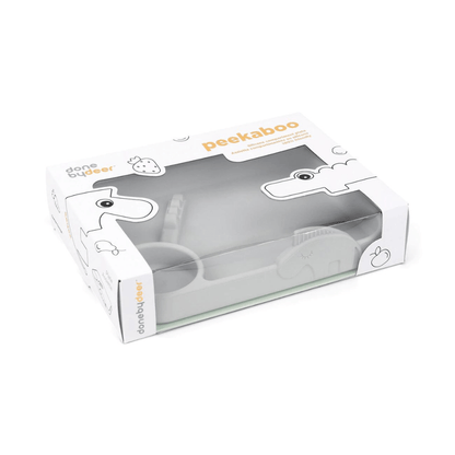 Plato con compartimientos Peekaboo Deer Friends gris