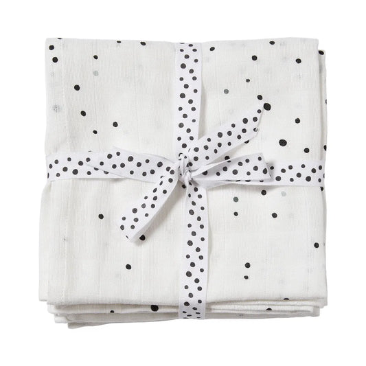 Set 2 muselinas pequeñas Dreamy Dots blanco