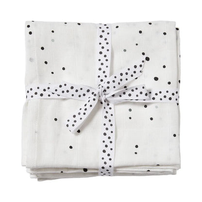 Set 2 muselinas Dreamy Dots negro con blanco