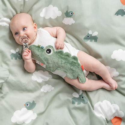 Mini mantita con porta chupete Croco verde