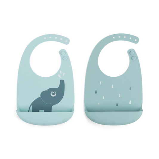 Set de 2 Baberos de silicona Elphee azul