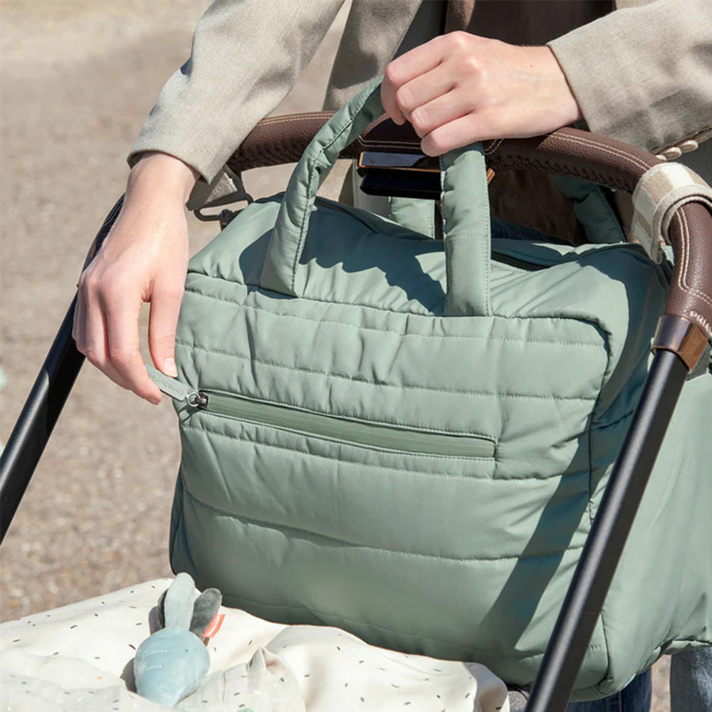 Bolso Maternal acolchado con mudador portatil verde