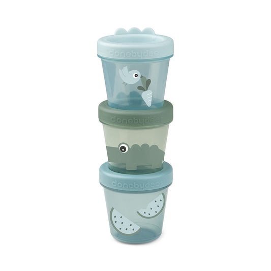 Set de 3 Contenedores para comida de bebé Croco verde